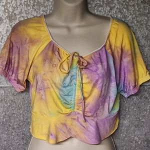 Shein Pink Dyed Crop Top Womens Size Large